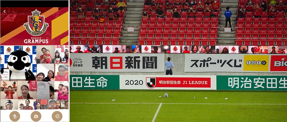 チームによる映像配信とスタジアムのモニターへの映像の表示