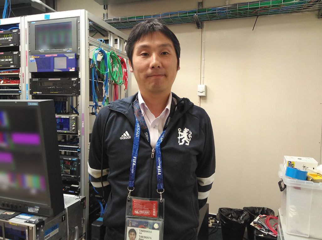 モスクワの「IBC」でのKDDI中継メンバー・竹原潤