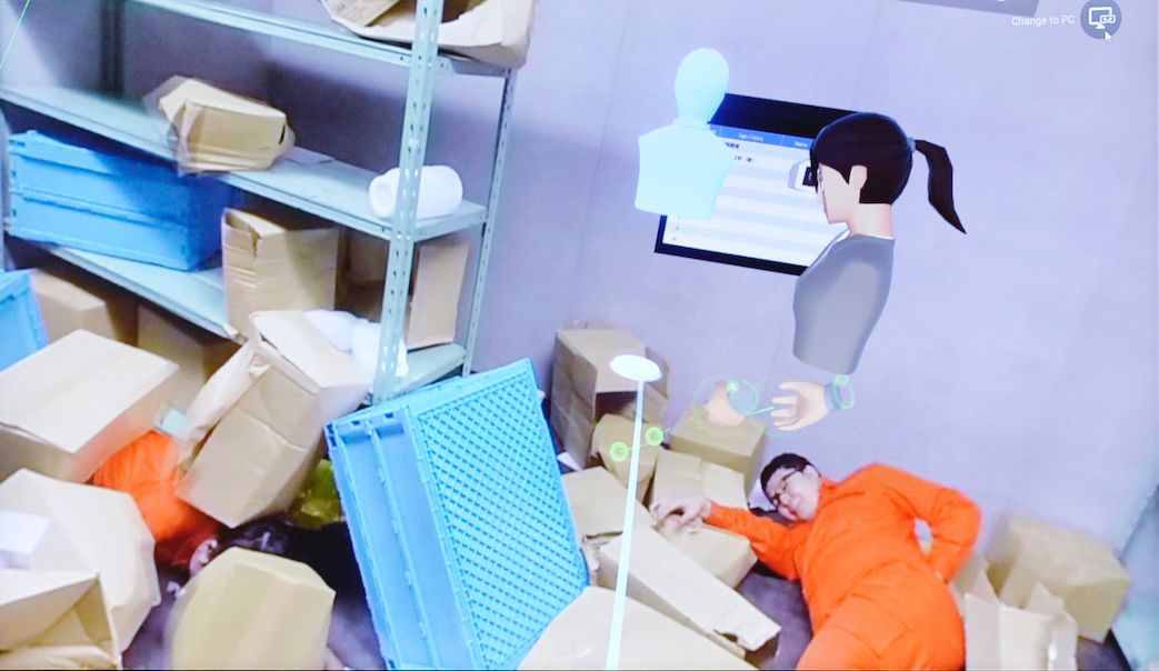 「VR指揮所」参加者がVRゴーグル内で見ている現場の映像
