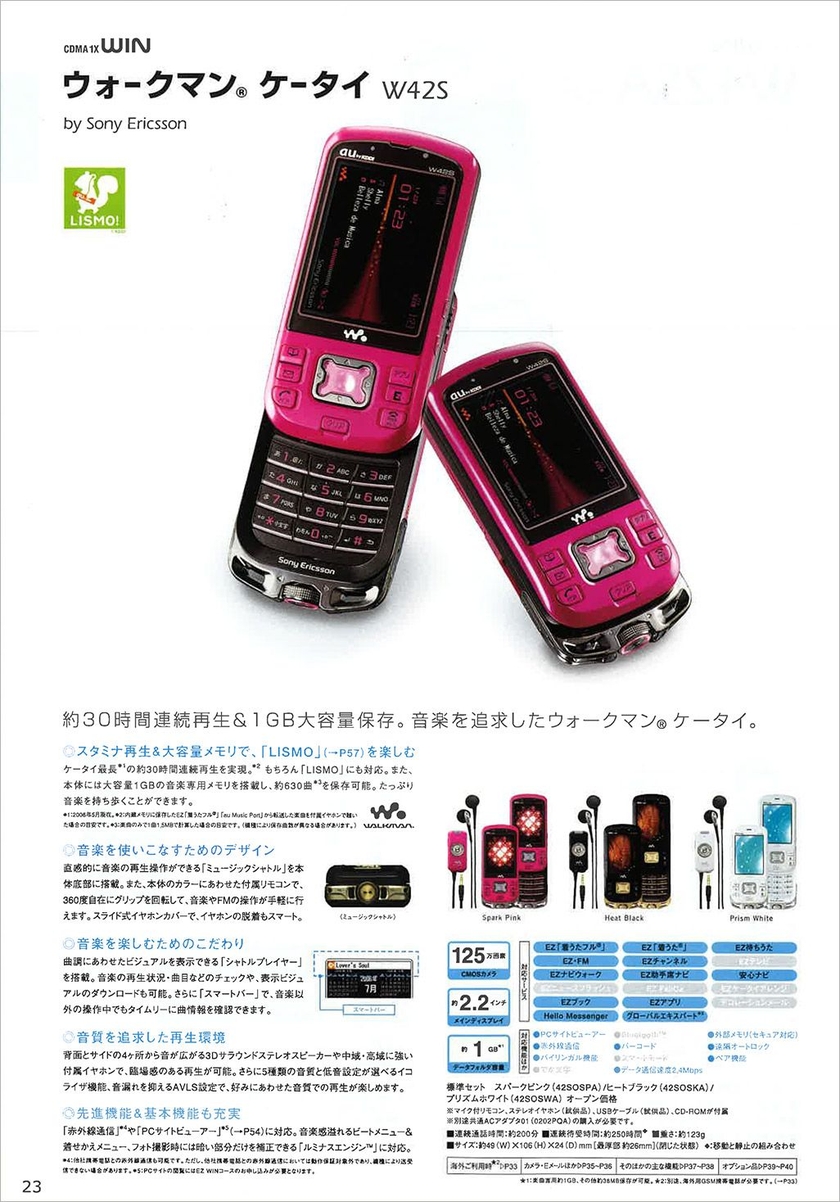 auのソニー製携帯電話ウォークマン ケータイ W42S