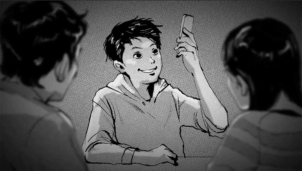 スマホをプレゼントされた少年
