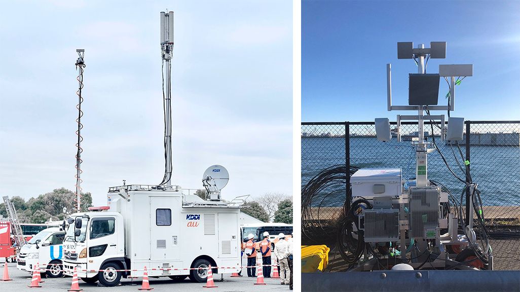 左・車載型基地局、右・可搬型基地局