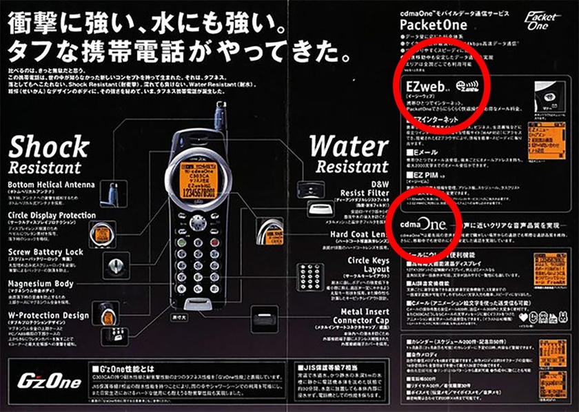 当時発売されたGZOne C303CA（カシオ）のカタログより