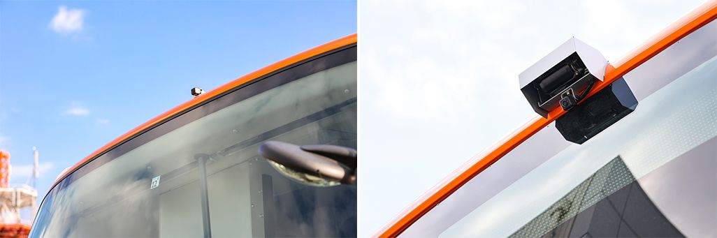 全但バスの高速バスの車外に設けられたカメラ