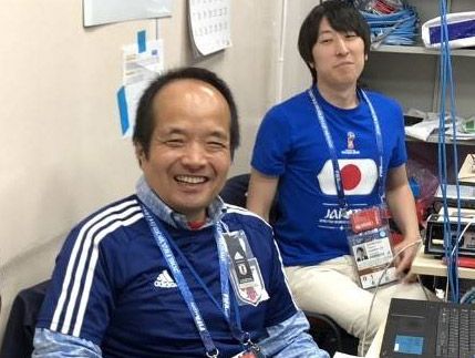 モスクワの「IBC」でのKDDI中継メンバー・辻義人