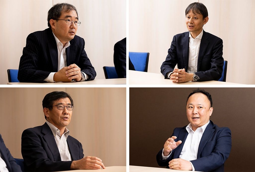 左上／給油班 第二陣に参加したKDDI 技術企画部 福嶋洋一郎　右上／KDDI 技術企画部 鈴木善之　左下／給油班 第一陣に参加したKDDI エリア設計部 山口浩　右下／KDDI エリア設計部 久染忠弘