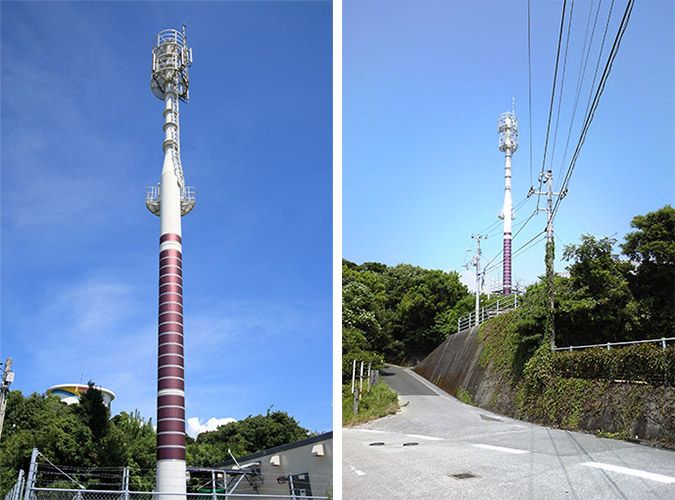 太陽光発電搭載の「ロケット風基地局」