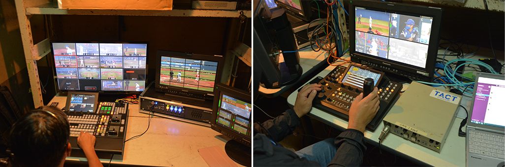 「ベイスターズプライムカメラ」の中継車とその内部