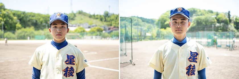 星稜中学校野球部の道本想さんと高橋弘季さん