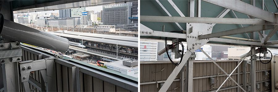 名古屋駅前に設置されたバズーカ型基地局