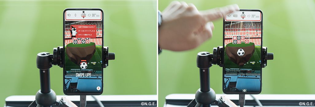 ボールを弾いて的を狙う「キックターゲットゲーム」