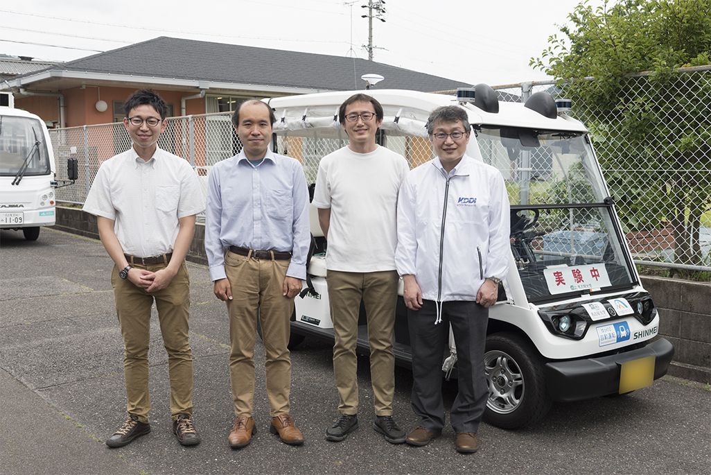 春日井市津田哲宏さん、名古屋大学COI赤木康宏さん、金森亮さん、KDDI総合研究所大岸智彦