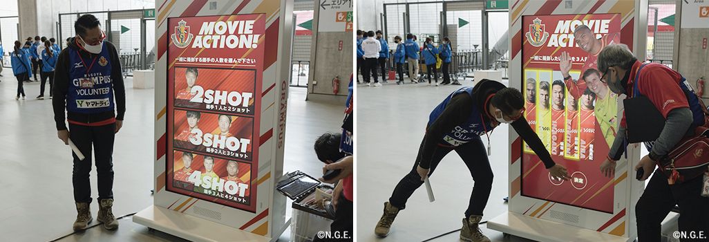 「ARムービーサイネージ」ではまず選手の人数と、誰と撮影したいかを決める